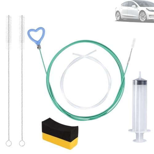 Image of BOXOB 6pcs Auto Sunroof Drain Cleaning Tool Kit, 5m/16.4ft Flexible Long Pipe Cleaner with 2 Clean Brushes 1 Syringe 1 Syringe Hose & Sponge, Heart Handle Tube Brush for Car Sunroof Trunk Wiper Hole