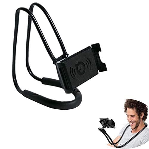Image of Lazy Cell Phone Mount Hanging on Neck, Xfaiz Flexible Long Arms Stand Clip Holder Stand 360 Rotating DIY Free Rotating Multiple Functions for Desk Bed, Bike and Motorcycle (Black)