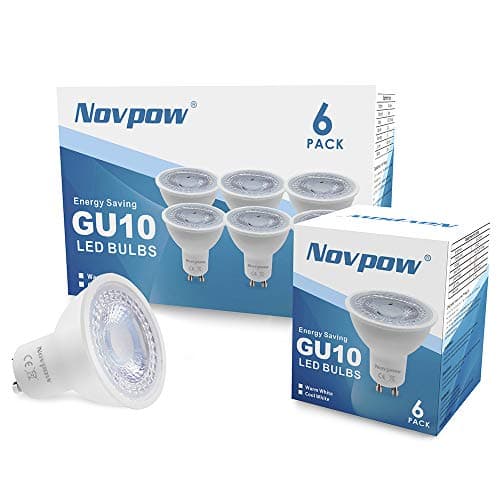 Image of novpow GU10 LED Light Bulbs, 6W 450LM Warm White 3000K Track Spotlight Bulb AC 220-240V Equivalent for 50W Halogen Lamp 38° Beam Angle 6 Packs No Dimmable Energy Class A+