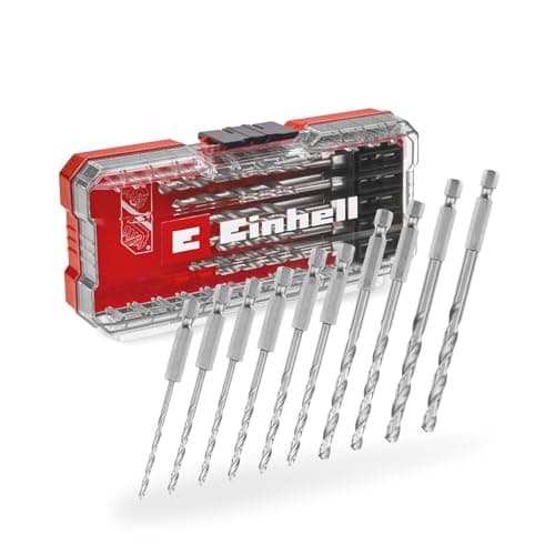 Image of Original Einhell S-CASE 10-Piece Metal Drill Bit Set (Made of HSS 4241 Steel, E 6.3 Shank, 135° Split-Point Tip, Roll-Rolled Type N Spiral incl. Storage Box)