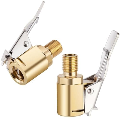 Image of ZFFAFUR 2 Pack Heavy Duty Brass Tire Air Chucks, 8mm Locking Inflator Adapter with Leak-Proof Seal for Car and Truck Tires, Durable Metal Tire Valve Connector