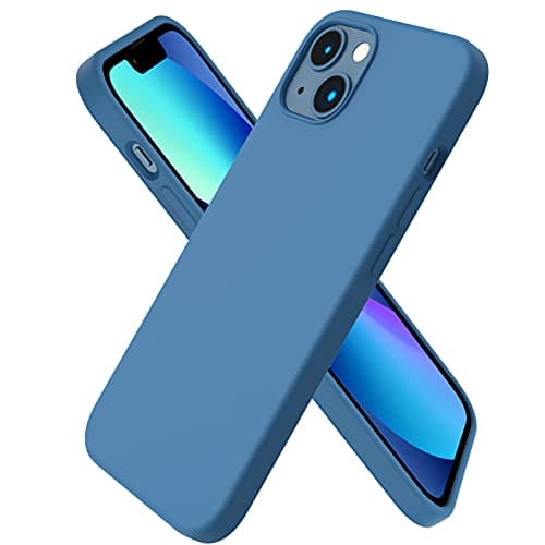 Image of ORNARTO Compatible with iPhone 13 Case 6.1", Slim Liquid Silicone 3 Layers Full Covered Soft Gel Rubber Case Cover 6.1 inch-Blue