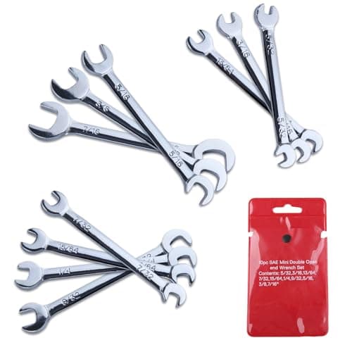 Image of INJOYTEC Mini Double Open End Wrench SAE Wrench Set Super-Thin Open End Wrench Set with Organizer Bag 5/32", 3/16", 13/64", 7/32", 15/64", 1/4", 9/32", 5/16", 3/8", 7/16" 10-Piece