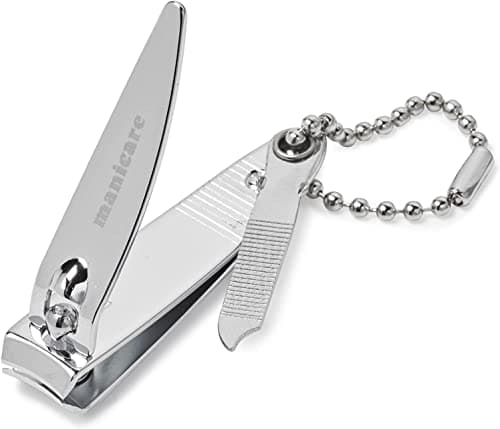 Image of Manicare Small Nail clipper With File And Chain,Quality Stainless Steel For Precisie Trimming Of Fingernails,Perfect For Handbag Or Travel For Manicures And Pedicures, 5cm Long, 2mm Cut Width