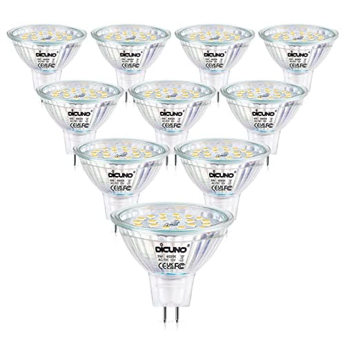 Image of DiCUNO MR16 LED Light Bulbs, GU5.3 Spotlight Bulb Dimmable, 12V DC 5W Equivalent to 50W Halogen, Natural White 4000K, 500LM, 120° Beam Angle Bi-Pin Base Track Light, 10 Packs