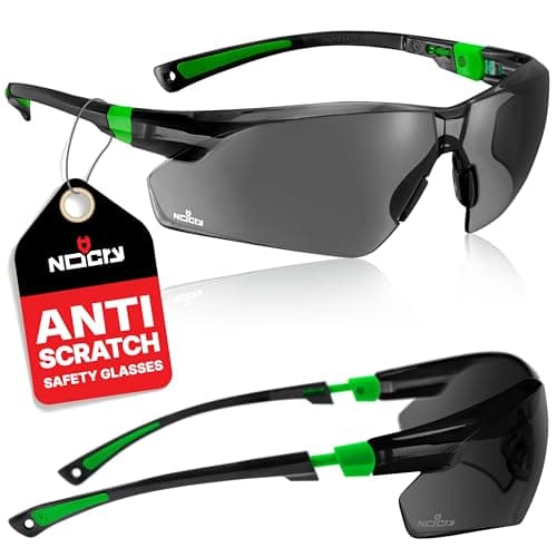 Image of NoCry Safety Sunglasses Mens Work with Tinted Wraparound Lenses; Tinted Safety Glasses for Work with Adjustable Arms, No-Slip Grips; UV 400 Protection Safety Glasses Tinted; Black & Green Work Glasses