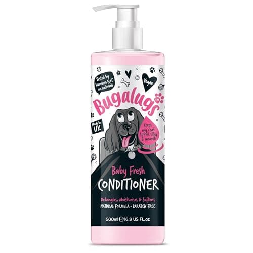Image of BUGALUGS Dog Conditioner with Baby Fresh dog perfume, best grooming Conditioner for dogs, puppy & smelly pet that detangles & moisturises use with dog shampoo