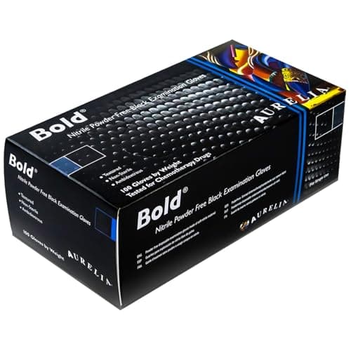 Image of 100 X-Large Bold Black Nitrile Disposable Gloves Protection for Medical | 5mil heavy duty Industrial - Latex-Free, Powder-Free | Black Nitrile Gloves Ideal for Cleaning, Tattooing, Automotive More.