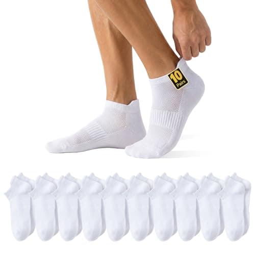 Image of Wamicu Men’s Cotton Trainer Socks (10 Pack) – Breathable, Lightweight Ankle Socks for Sports Running Gym & Everyday Wear, Size UK 9-12