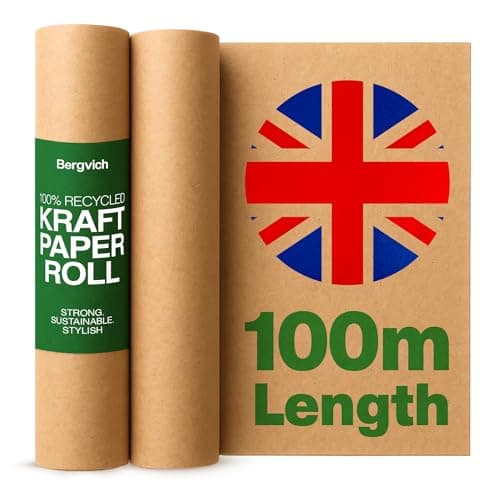 Image of Brown Paper Roll for Wrapping, Packing & Crafts – 500mm x 100m Kraft Paper, Brown Wrapping Paper for Parcels, Craft Paper, Parcel, Backing, Packaging, Made in UK - Bergvich