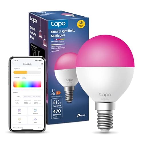 Image of Tapo L430P, E14 Smart Bulb,Alexa Light Bulbs with Millions Colours,470 Lumens,Dimmable,Auto Biorhythm,Music Sync,Voice/APP Control,Schedule & Timer, Google Home, No Hub Required,Energy Monitor