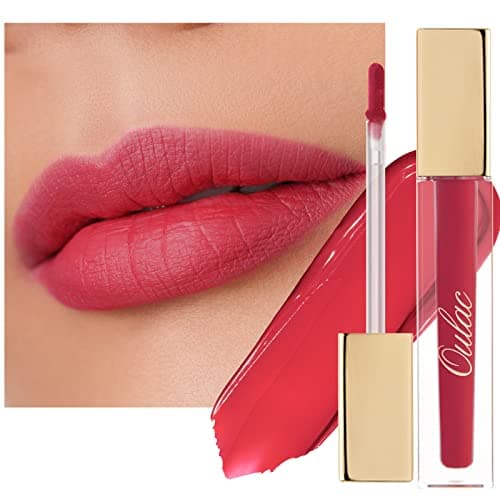 Image of Oulac Matte Liquid Lipstick for Women, Red Highly Pigmented Creamy Matte Lip Gloss,Rich Colour Formula with Vitamin E & Rose Oil, Waterproof, Long Lasting,Vegan (M08)