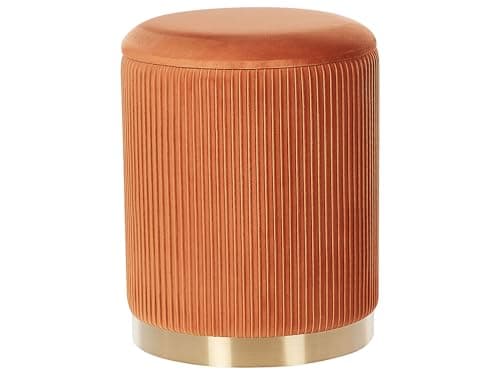 Image of Beliani Modern Glamorous Set of 2 Storage Pouffes Velvet Upholstery Orange Miramar