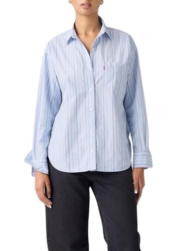 Image of Levi's Women's Denim Shirt Harlie in Cotton with Pointed Collar, Blue (Amari Stripe Chambra), L