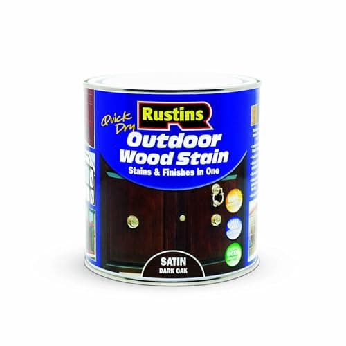 Image of Rustins Quick Dry Outdoor Wood Stain Dark Oak 1L- Durable and Weather-Resistant Finish, Fast Drying, Vibrant Color for Decks, Fences, & Furniture, Available in Many Wood Shades
