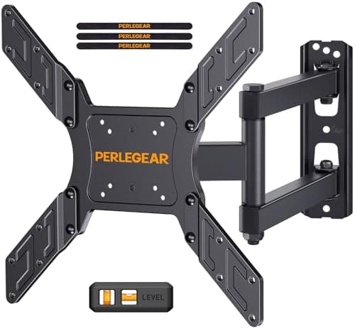 Image of Perlegear TV Wall Bracket for 26-60 Inch Flat & Curved TVs up to 45kg, Swivels Tilts Extends TV Wall Mount, VESA 75x75mm up to 400x400mm, PGMFK6