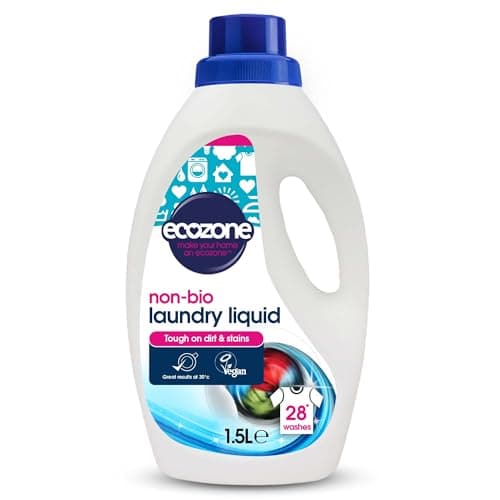 Image of Ecozone Non Bio Laundry Liquid, Eco Conscious Laundry Detergent Liquid, Non Bio Washing Liquid & Stain Remover, Plant Based* Non Biological Washing Liquid, Vegan Friendly Eco Cleaning Products (1.5L)