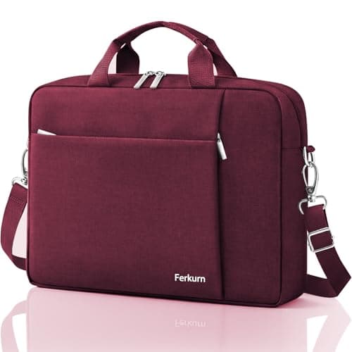 Image of Ferkurn Laptop Bag Case for Women Men, Messenger Briefcase Computer Bag with Shoulder Compatible with Macbook Pro/Air, XPS Latitude, HP Pavilion, ASUS, Acer, Samsung, Red, 15 15.6 16 Inch