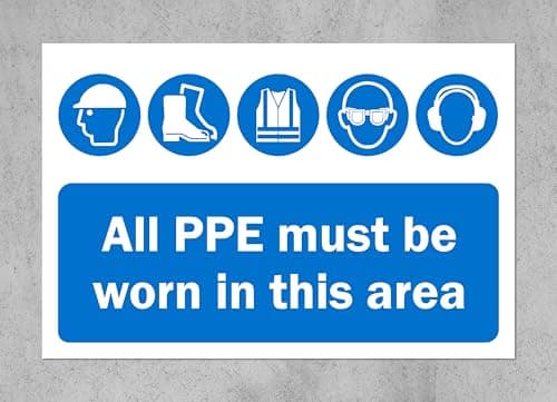 Image of All PPE must be worn in this area safety sign - 1mm flexible Plastic sign (300mm x 200mm)