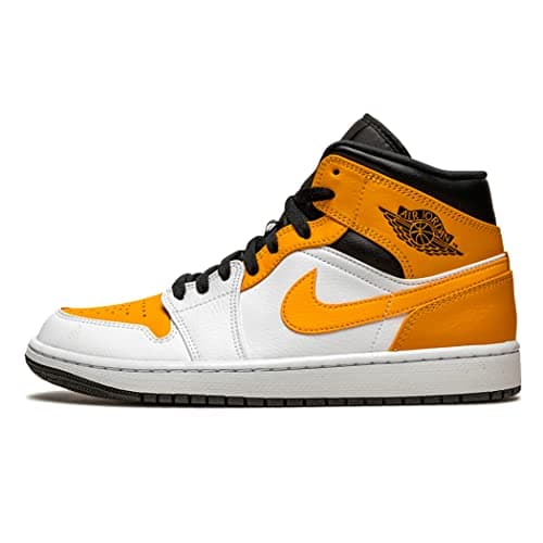 Image of HIGH NIKE AIR JORDAN 1 MID 554724 170. MEN'S SNEAKERS, COLOR WHITE YELLOW BLACK