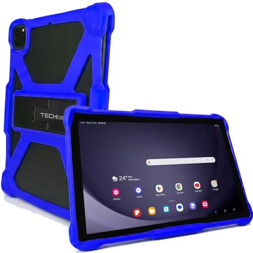 Image of Universal Tablet Case 10 Inch - Rugged Adjustable Bumper Cover with Stand for 9.7-11" Tablets, Shockproof Protective Case Compatible with Lenovo, Xiaomi Redmi Pad, Honor, Android Tablets (Blue)