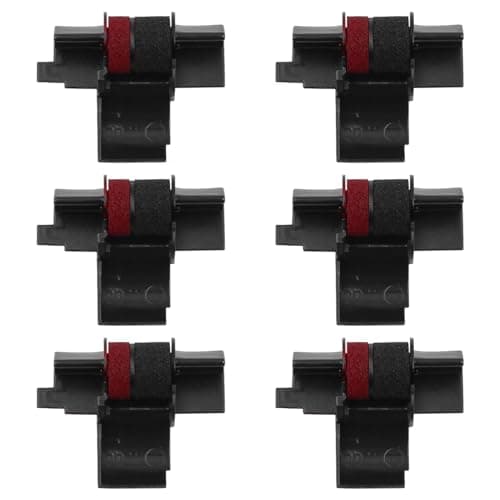 Image of Pack of 6 Ink Roller for Casio IR40T Black and Red Two-Colour Ink Roller for CP13 / MP-12D / MP-120DH for Sharp EL-1750V EL-1801V Calculator