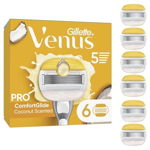 Image of Gillette Venus Pro ComfortGlide Women’s Razor Blade Refills, Coconut Scent with Olay Moisture Bars, Pack of 6 Replacement Razor Cartridges