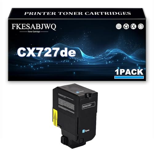 Image of CX727de Toner Cartridge, Compatible 75B20K0 75B20C0 75B20M0 75B20Y0 Toner Cartridges for Lexmark CX727de CS727de CS728de Printer,Cyan-1 Pack