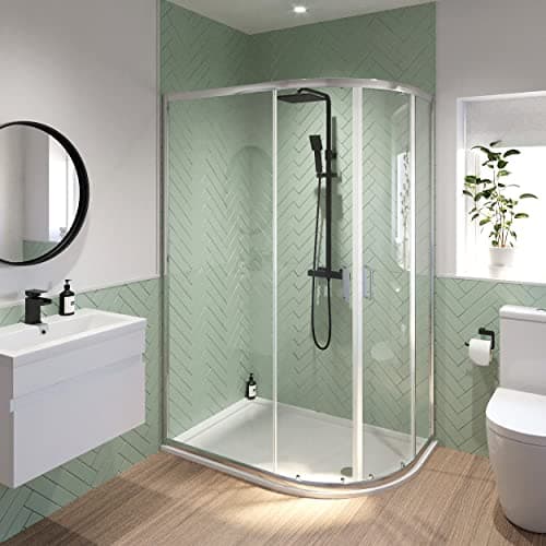 Image of 1200mm x 900mm Right Hand Offset Quadrant Shower Enclosure Framed 6mm Glass Tray with Free Waste