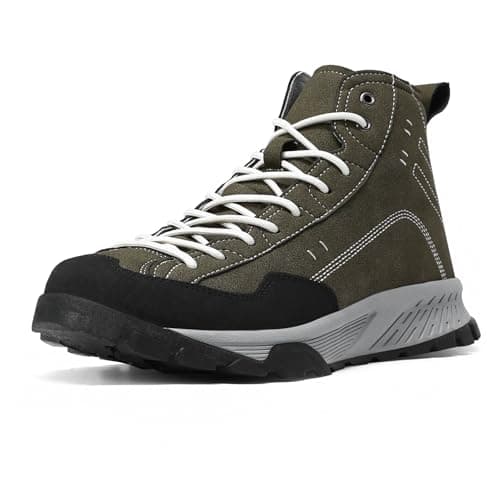 Image of YOUTHUP Men's Casual Walking Boots,Lightweight Mens Walking Shoes,Breathable Water-Resistant PU Upper Hiking Boots, Non-Slip Ankle Boots for All Seasons,Green,8