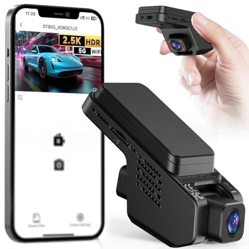 Image of Veement Dash Cam Front and Inside 2.5K+1080P Mini Camera for Cars, Hidden Car Camera Front and Interior, Super Night Vision, 4 IR LEDs, G-Sensor, 24H Parking Mode, Loop Recording, With 32GB Card, Dark
