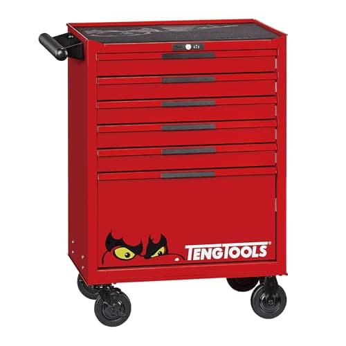 Image of Teng Tools 26 Inch Wide 6 Drawer PRO35 Heavy Duty Red Roller Cabinet - TSW26R6