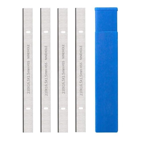 Image of Ninehole Set of 4 HSS Planer Blades 210 mm, 210 mm Planer Blade Suitable for Planer Woodworking Machines, 210 x 16.5 x 1.5 mm