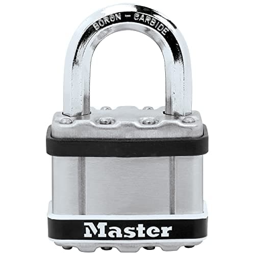 Image of MASTER LOCK Heavy Duty Padlock, Security Level 9/10, Marine Environment, Laminated Steel, Stainless Steel Body Cover, Weatherproof, Standard Shackle