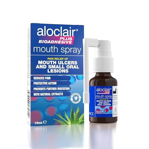 Image of Aloclair Plus Bioadhesive Mouth Ulcer Spray 15 ml, Helps relieve pain from Mouth Ulcers and Oral Lesions, Up to 10-Hour Protection, No-Touch Application, For Adults and Children 4 Years+