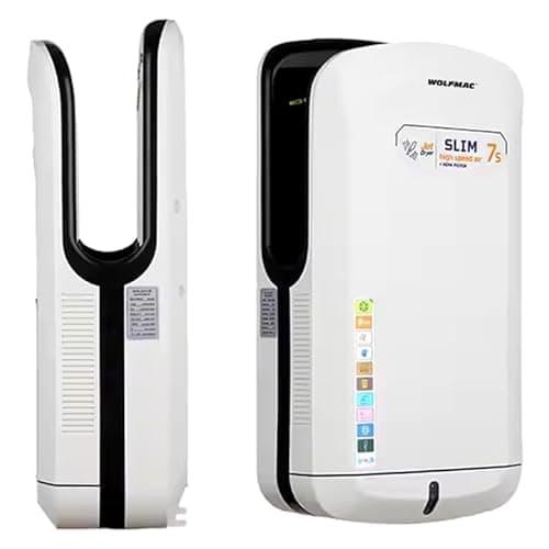 Image of WOLFMAC Commercial Brushless High Speed Air Blade Jet Double Sided Electric Hand Dryer, Energy Efficient, Low Noise, HEPA Filter, 7-10s Drying