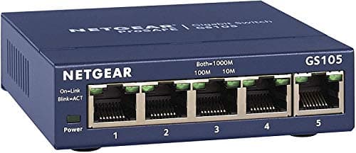 Image of NETGEAR 5 Port Gigabit Network Switch (GS105) - Ethernet Splitter - Ethernet Switch - Ethernet Hub - Plug-and-Play - Silent Operation - Desktop or Wall Mount