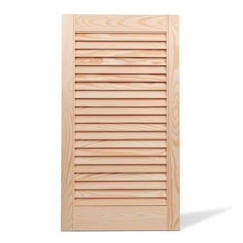 Image of Louvre Door, Pine Wood, Vented Open, Natural or White Color, Slatted Wardrobe Doors, Internal Louvre Cupboard Doors, Various Sizes (Natural 435mm (17.1'') x 444mm (17.5''))