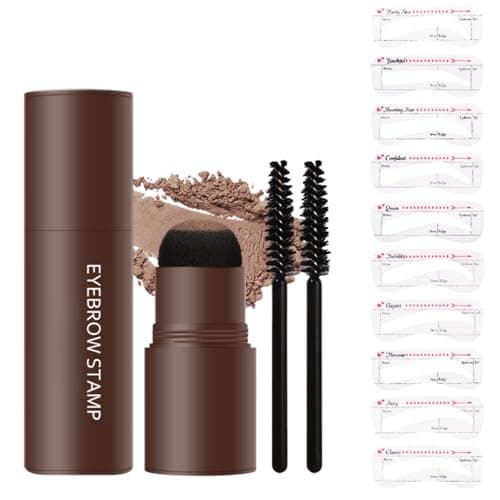 Image of Eyebrow Stencil Kit - Eye Brow Shaper Kit - Eyebrow Shaping Set- Brow Stamp Kits with 10 Styles Reusable Eyebrow Stencils for Natural Brows (Light Brown)