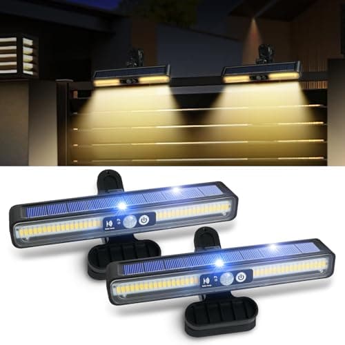 Image of HOTUT 2 PCS Solar Lights Outdoor Motion Sensor, Clip on Solar Lights Outdoor, Led Security Lights IP65 Waterproof, Clip Solar Lamp, Super Bright Pir Flood Lights for Wall Garden Fence Yard Garage