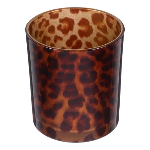Image of BESPORTBLE Leopard Print Glass Candle Cup Decorative Candle Holders for Home Tabletop Decor Aroma Cup