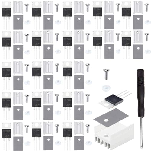 Image of Youmile 20 pcs IRLZ44N Mosfet Transistor IRLZ44NPBF N-Channel TO-220AB 47A 55V 3Pin International Rectifier field effect transistors with Heatsink screw washer Rubber Silicone screwdriver