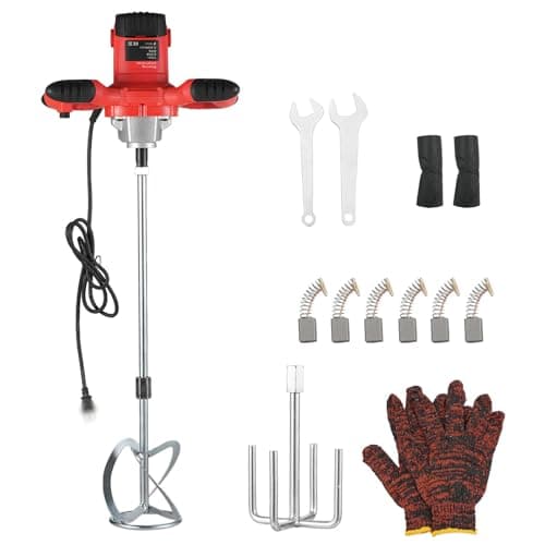 Image of 2100W Electric Concrete Mixer, Handheld Cement Mixer with 6-Speed Adjustable 0–800RPM, Dual Paddle Mortar & Plaster Mixer for Paint, Adhesive & DIY Construction