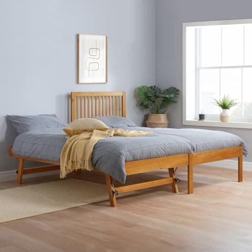 Image of happybeds Wooden Guest Bed, Buxton Pine Wooden Guest Bed FRAME ONLY, Single