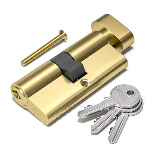 Image of Bwintech 95mm(45T/50) Brass Euro Cylinder Lock,Door Barrel Lock,Thumbturn Knob with 3 Standard Keys,Anti-Pick,Anti-Bump,Anti Drill,High Security for UPVC,Wooden,Composite Doors