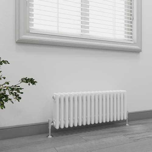 Image of EMKE 300 x 830 mm White Traditional Horizontal Radiator Triple Column Cast Iron Radiator Central Heating Radiator for Living Room Kitchen Bedroom