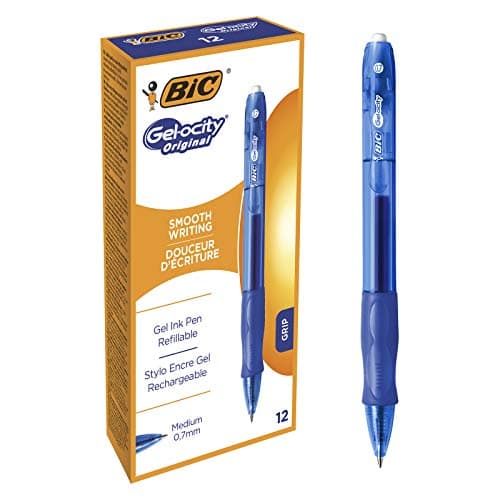 Image of BIC Gel-ocity Original, Gel Ink Pens, With a Soft Grip, Seamless Smooth Writing, in Blue, Medium: 0.7mm, Pack of 12