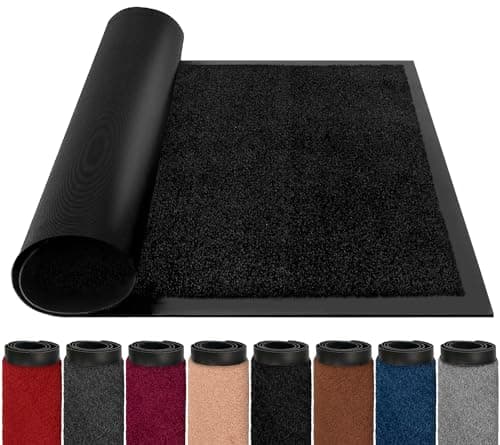 Image of BLADO Door Mats Indoor Outdoor Heavy Duty Dirt Trapper - Non Slip Washable Door Mat with Rubber Backing Super Absorbent Floor Mat for Home, Offices (40cm x 60cm, Black)