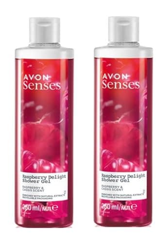 Image of Pack of 2 Senses Raspberry Delight Shower Gel – a raspberry and cassis fragrance - 2 x 250ml by Avon