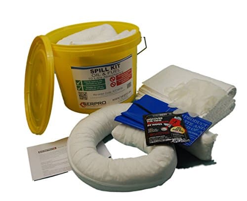 Image of 10 Litre Oil & Fuel Spill Kit in Durable Plastic Tub – Complete Emergency Response Kit for Petrol, Diesel, Hydraulic Oils & Hydrocarbons – Portable & Reusable Container (Complete Kit)